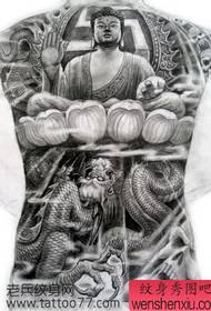dominanta plný späť Buddha tetovanie rukopis