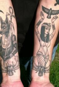 arm black ash Egyptian theme tattoo pattern