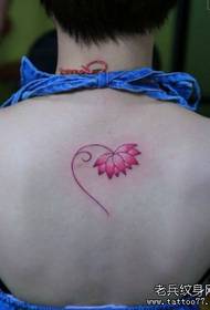 girl back small fresh colored small lotus tattoo pattern