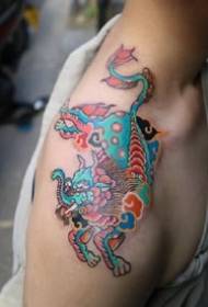 red and blue tone of a set of Japanese traditional small tattoo works Picture