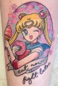 9 Zhang hauts makillaje jade marrazki biziduna Sailor Moon Tattoo eredua