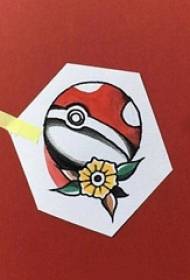 utoto wamanja wokongola wapamwamba wa zojambula zamanja Pokémon Elf ball tattoo pamanja