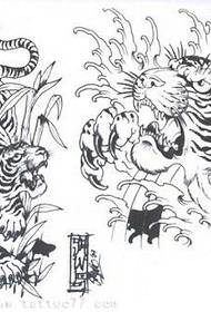 dos conjunts de dissenys tradicionals de tatuatges de tigre