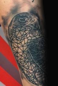 腕の現実的な黒灰色の幾何学的なワシのタトゥーパターン