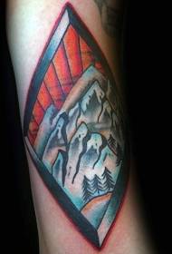 arm color old style style mountain tattoo picture