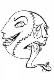 čierna čiara skica kreatívne klasické tradičné hororové tetovanie rukopis