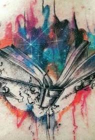 watercolor style painting mysterious magic Book starry painted tattoo pattern