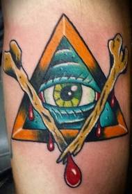 modello di tatuaggio occhio gamba triangolo vecchia scuola colore
