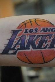 kar színű Los Angeles Lakers kosárlabda csapat emblémája tetoválás