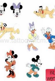 grupp ta 'miters ħelu tal-Ġurdien Donald Duck Tattoo Pattern Picture