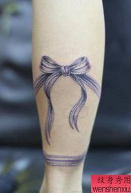 girl's leg fashion bow tattoo pattern