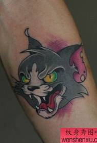 arm a cartoon fierce cat tattoo pattern