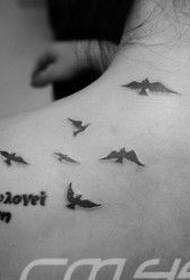 girls shoulders fashion letters and bird tattoo designs