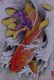 Bản thảo hình xăm cá: Màu sắc cá chép Hoa sen Bản thảo hình xăm
