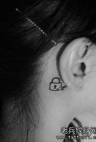 girl ear totem small lock tattoo pattern