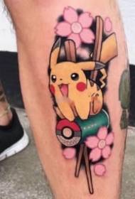 'n stel Bikachu Pokémon-tekenprenttatoe-ontwerpe