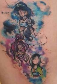 Disney Princess Tattoo nòb ak bèl Disney Princess seri tatoo modèl