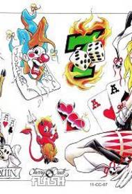 Dibujos animados Little Devil Scorpion Clown Tattoo Pattern Picture