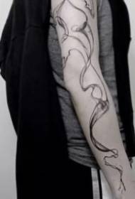 black gray simple line ink tattoo pattern 18