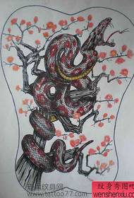 Manuscrito de tatuaje de ciruela de serpiente completa súper guapo