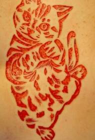 lindo gatito cortado de patrón de tatuaxe de carne