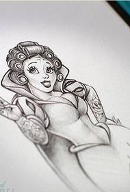 pretty Snow White tattoo manuscript pattern picture