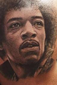 patrón de tatuaxe de retrato en cor de ombreiro Jimi Hendricks