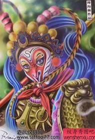 Գունավոր կապիկ արքա Sun Wukong դաջվածքի ձեռագիր