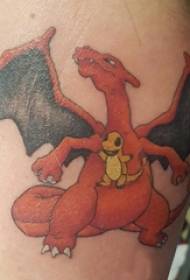 pojkar lår målade enkla linjer tecknad Pokemon eld-andning dragon tatuering bilder