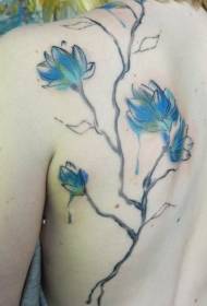 esquena estil aquarel·la patró floral fresc tatuatge