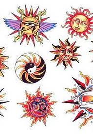 каляровы малюнак татуіроўкі татуіроўкі плётак сонца