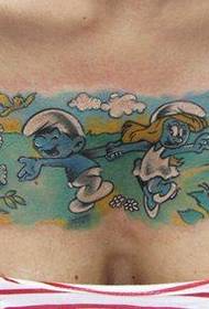 tyttöjen rinta söpö söpö Smurffin tatuointikuvio