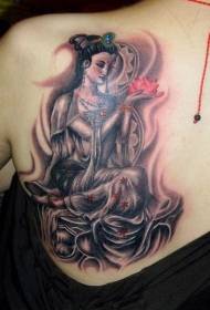 Beautiful Chinese style female portrait tattoo pattern