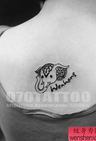 girl's back small and popular totem elephant tattoo pattern