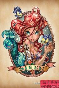 a lovely mermaid Tattoo pattern