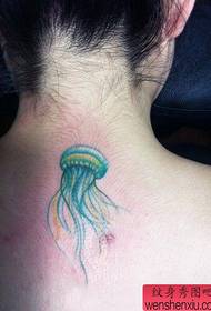 girl back Fine and beautiful jellyfish tattoo pattern