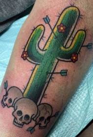arm old school color cactus tattoo pattern