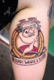 9 literoj Karikaturo Popeye Tattoo