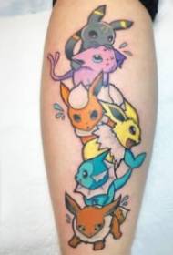 color set of cartoon pet elf tattoo pictures