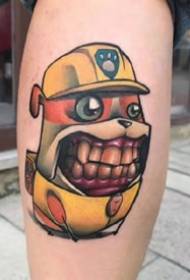 nieuwe school creatieve kleur grote tand cartoon kleine monster tattoo patroon waardering
