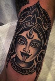 Arm svart hinduisk gudinna tatueringsmönster