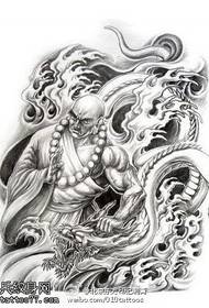 Kinesisk stil arton arhat tatuering mönster