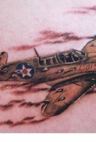 Back color realistic realistic World War II aircraft tattoo picture