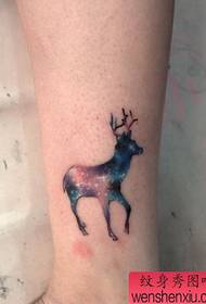 leg pop Alternative deer starry sky tattoo pattern