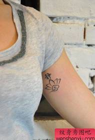 girl's arm simple and beautiful lotus and Chinese tattoo pattern