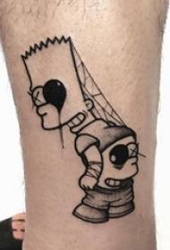 boys on the calf on the black gray sketch point trick tips creative classic cartoon tattoo pictures