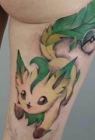 multiple painted watercolor sketches Creative classic cartoon Pokémon tattoo pattern