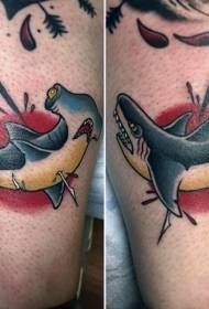 farba nohy starej školy vidlice tetovanie žralok obrázok