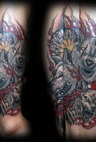 arm old style style bloody hell dog tattoo pattern