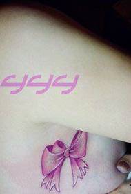 girl's chest beautifully stylish bow tattoo pattern